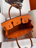 Hermes Birkin 30 Retourne Handmade Bag In Orange Clemence Leather - Image 3