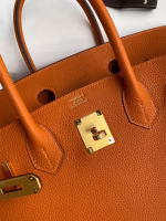 Hermes Birkin 30 Retourne Handmade Bag In Orange Clemence Leather - Image 8