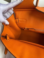 Hermes Birkin 30 Retourne Handmade Bag In Orange Clemence Leather - Image 4