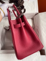 Hermes Birkin 30 Retourne Handmade Bag In Rouge Grenat Clemence Leather - Image 4