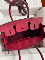 Hermes Birkin 30 Retourne Handmade Bag In Rouge Grenat Clemence Leather - Image 2