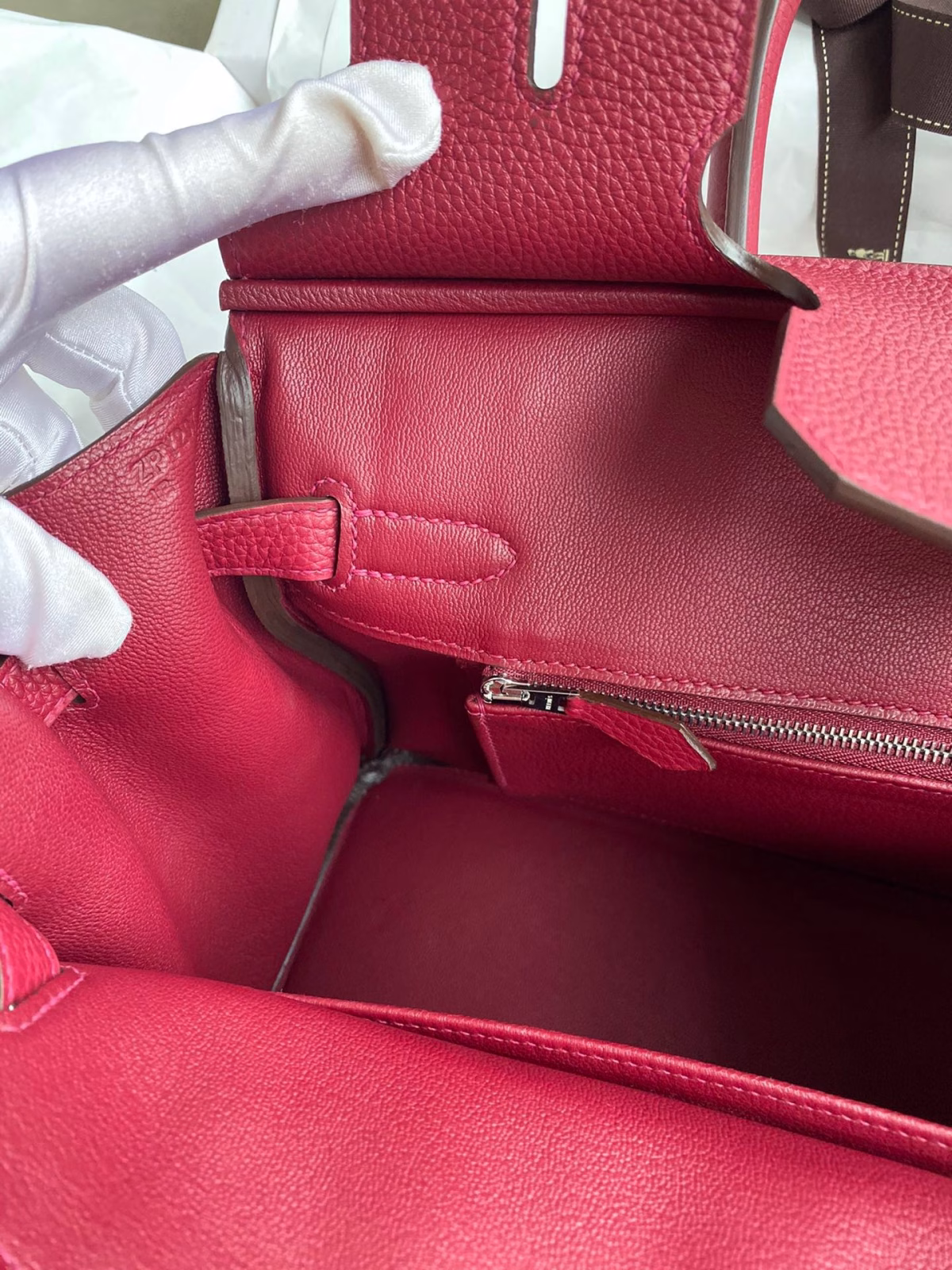 Hermes Birkin 30 Retourne Handmade Bag In Rouge Grenat Clemence Leather - Image 5