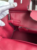 Hermes Birkin 30 Retourne Handmade Bag In Rouge Grenat Clemence Leather - Image 5