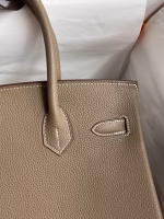 Hermes Birkin 30 Retourne Handmade Bag In Taupe Clemence Leather - Image 8