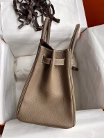 Hermes Birkin 30 Retourne Handmade Bag In Taupe Clemence Leather - Image 9