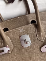 Hermes Birkin 30 Retourne Handmade Bag In Taupe Clemence Leather - Image 2