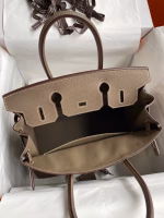 Hermes Birkin 30 Retourne Handmade Bag In Taupe Clemence Leather - Image 3