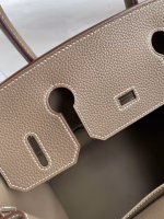 Hermes Birkin 30 Retourne Handmade Bag In Taupe Clemence Leather - Image 4