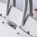 Hermes Birkin 30 Retourne Handmade Bag In White Clemence Leather - Image 6