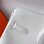 Hermes Birkin 30 Retourne Handmade Bag In White Clemence Leather - Image 2