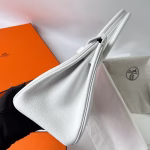 Hermes Birkin 30 Retourne Handmade Bag In White Clemence Leather - Image 5
