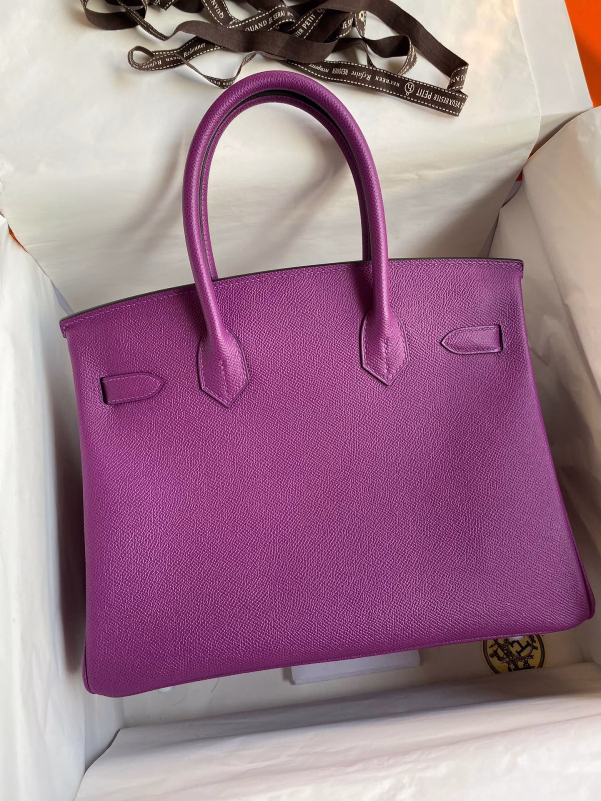 Hermes Birkin 30 Retourne Handmade Bag In Anemone Epsom Calfskin - Image 6