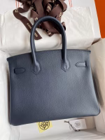 Hermes Birkin 30 Retourne Handmade Bag In Blue Nuit Epsom Calfskin - Image 6