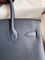 Hermes Birkin 30 Retourne Handmade Bag In Blue Nuit Epsom Calfskin - Image 8