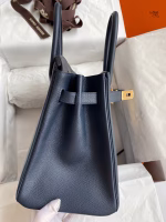 Hermes Birkin 30 Retourne Handmade Bag In Blue Nuit Epsom Calfskin - Image 9