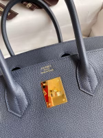 Hermes Birkin 30 Retourne Handmade Bag In Blue Nuit Epsom Calfskin - Image 2