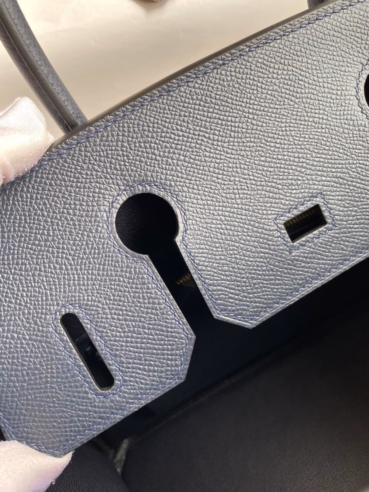 Hermes Birkin 30 Retourne Handmade Bag In Blue Nuit Epsom Calfskin - Image 4