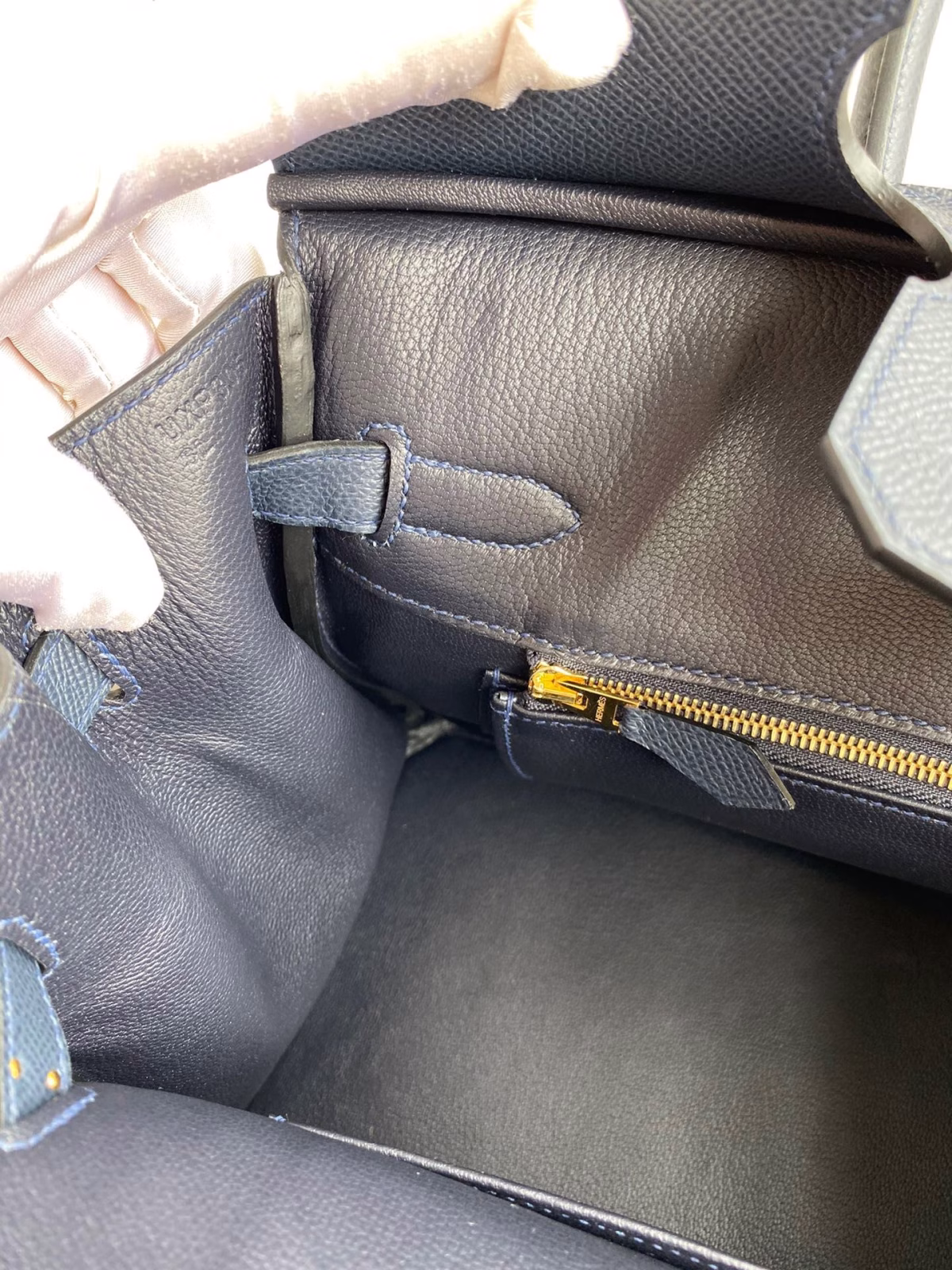 Hermes Birkin 30 Retourne Handmade Bag In Blue Nuit Epsom Calfskin - Image 5
