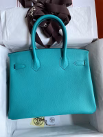 Hermes Birkin 30 Retourne Handmade Bag In Blue Paon Epsom Calfskin - Image 6