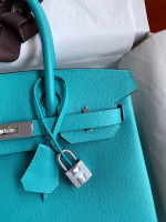 Hermes Birkin 30 Retourne Handmade Bag In Blue Paon Epsom Calfskin - Image 7