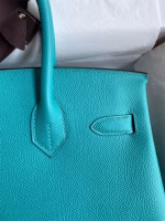 Hermes Birkin 30 Retourne Handmade Bag In Blue Paon Epsom Calfskin - Image 8