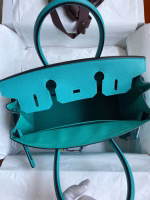 Hermes Birkin 30 Retourne Handmade Bag In Blue Paon Epsom Calfskin - Image 5