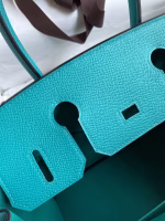 Hermes Birkin 30 Retourne Handmade Bag In Blue Paon Epsom Calfskin - Image 9