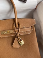 Hermes Birkin 30 Retourne Handmade Bag In Gold Epsom Calfskin - Image 7