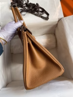 Hermes Birkin 30 Retourne Handmade Bag In Gold Epsom Calfskin - Image 9