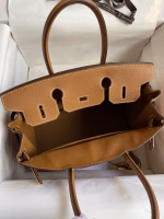 Hermes Birkin 30 Retourne Handmade Bag In Gold Epsom Calfskin - Image 3