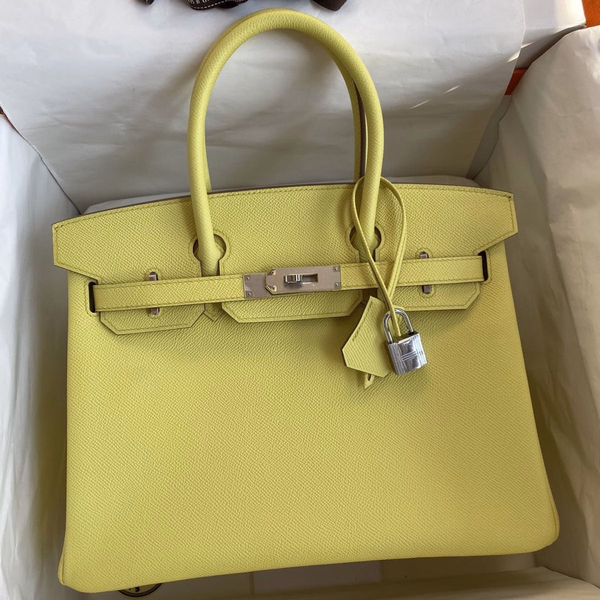 Hermes Birkin 30 Retourne Handmade Bag In Lime Epsom Calfskin - Image 1