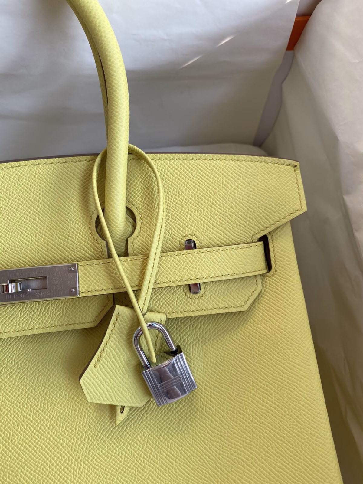 Hermes Birkin 30 Retourne Handmade Bag In Lime Epsom Calfskin - Image 7