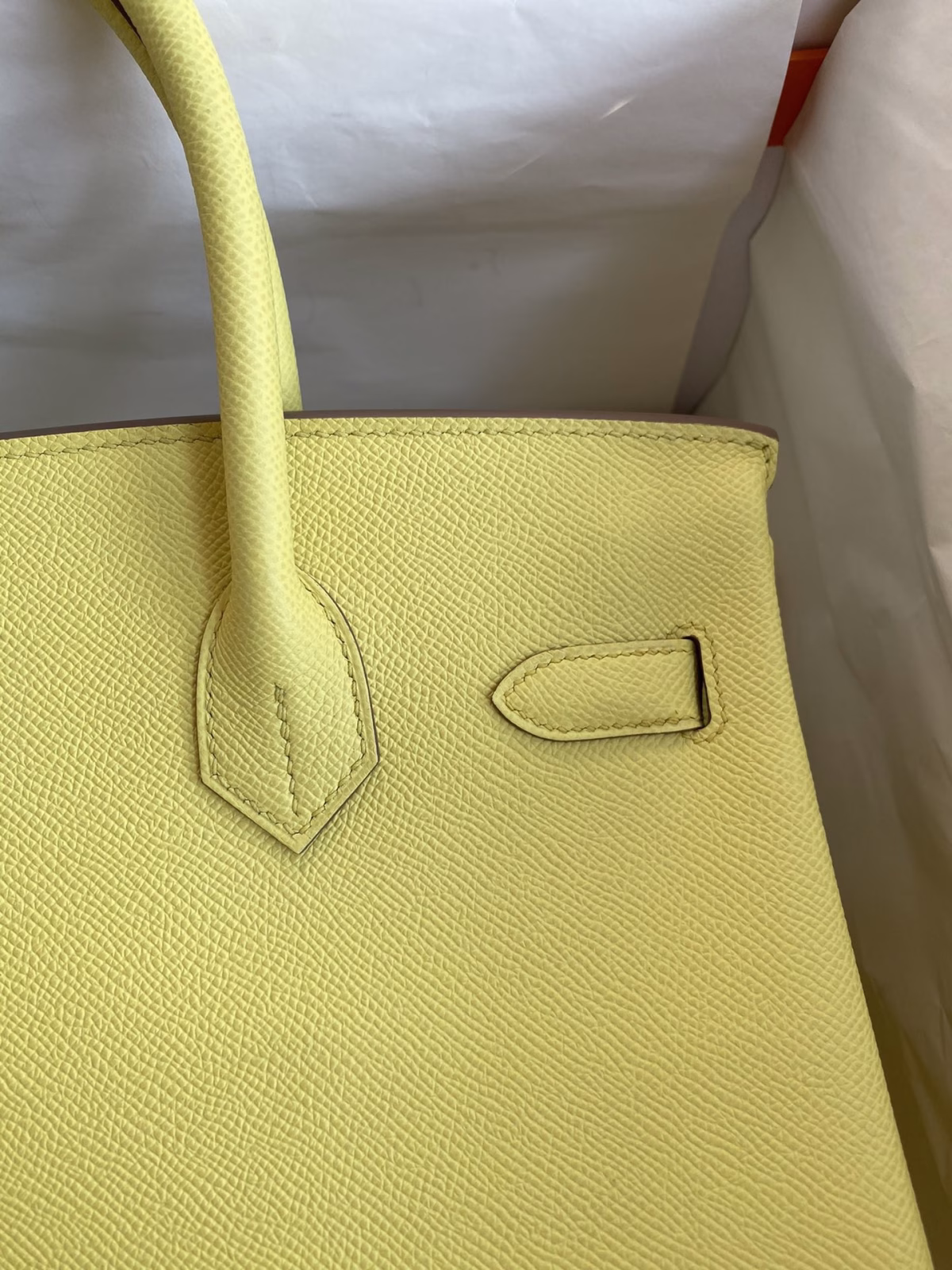 Hermes Birkin 30 Retourne Handmade Bag In Lime Epsom Calfskin - Image 8