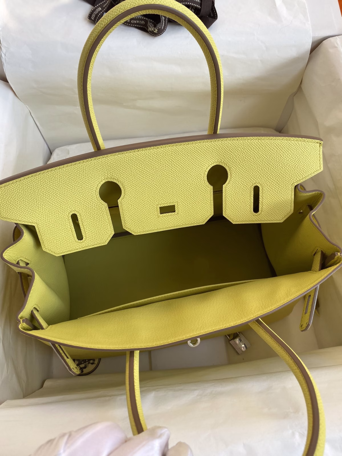 Hermes Birkin 30 Retourne Handmade Bag In Lime Epsom Calfskin - Image 2