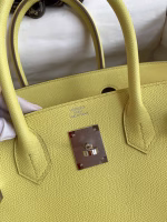 Hermes Birkin 30 Retourne Handmade Bag In Lime Epsom Calfskin - Image 5