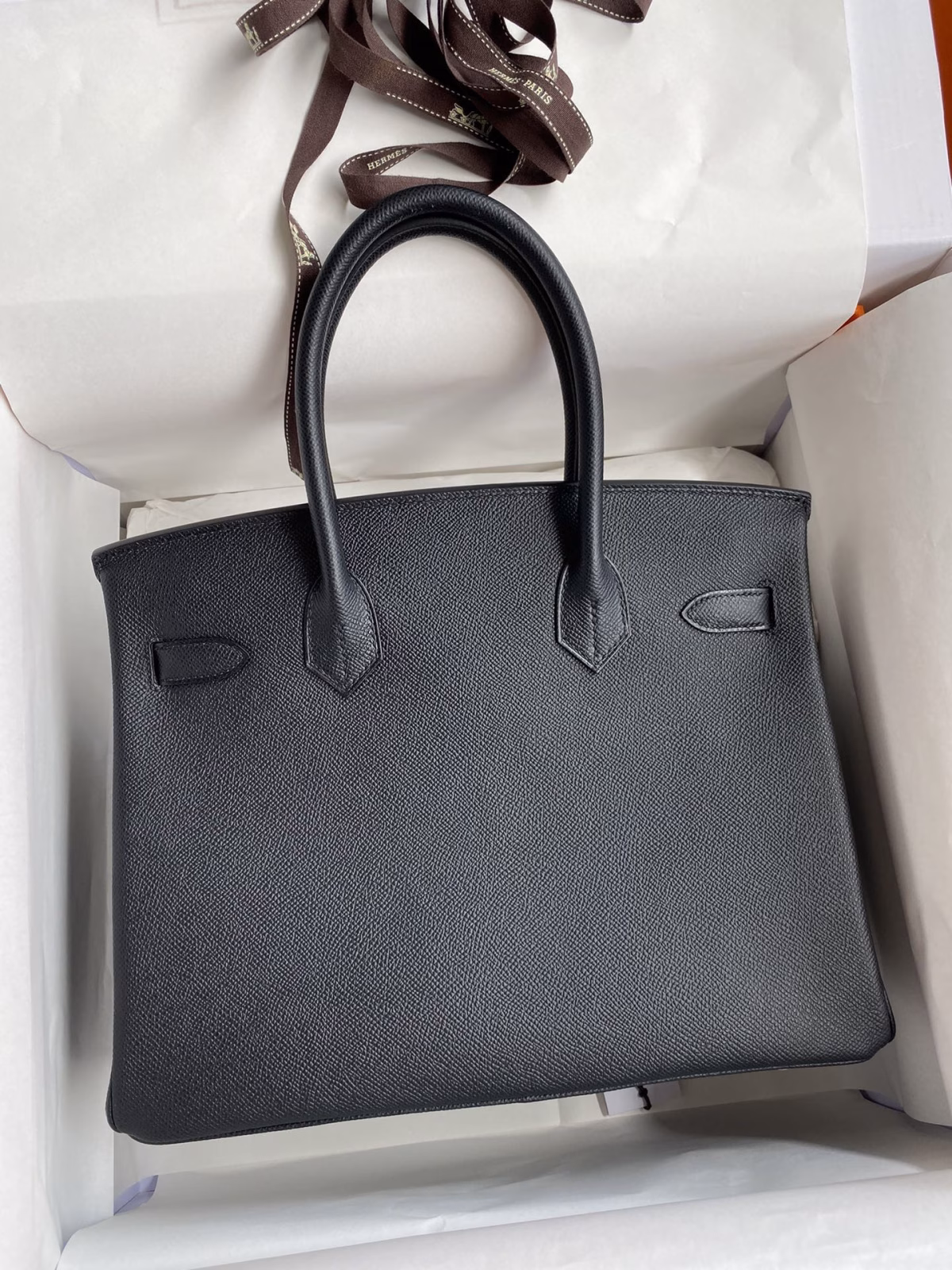 Hermes Birkin 30 Retourne Handmade Bag In Black Epsom Calfskin - Image 6