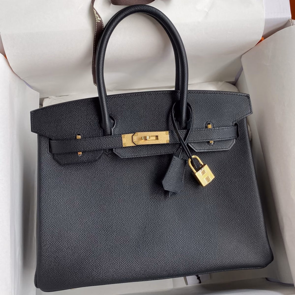 Hermes Birkin 30 Retourne Handmade Bag In Black Epsom Calfskin - Image 1