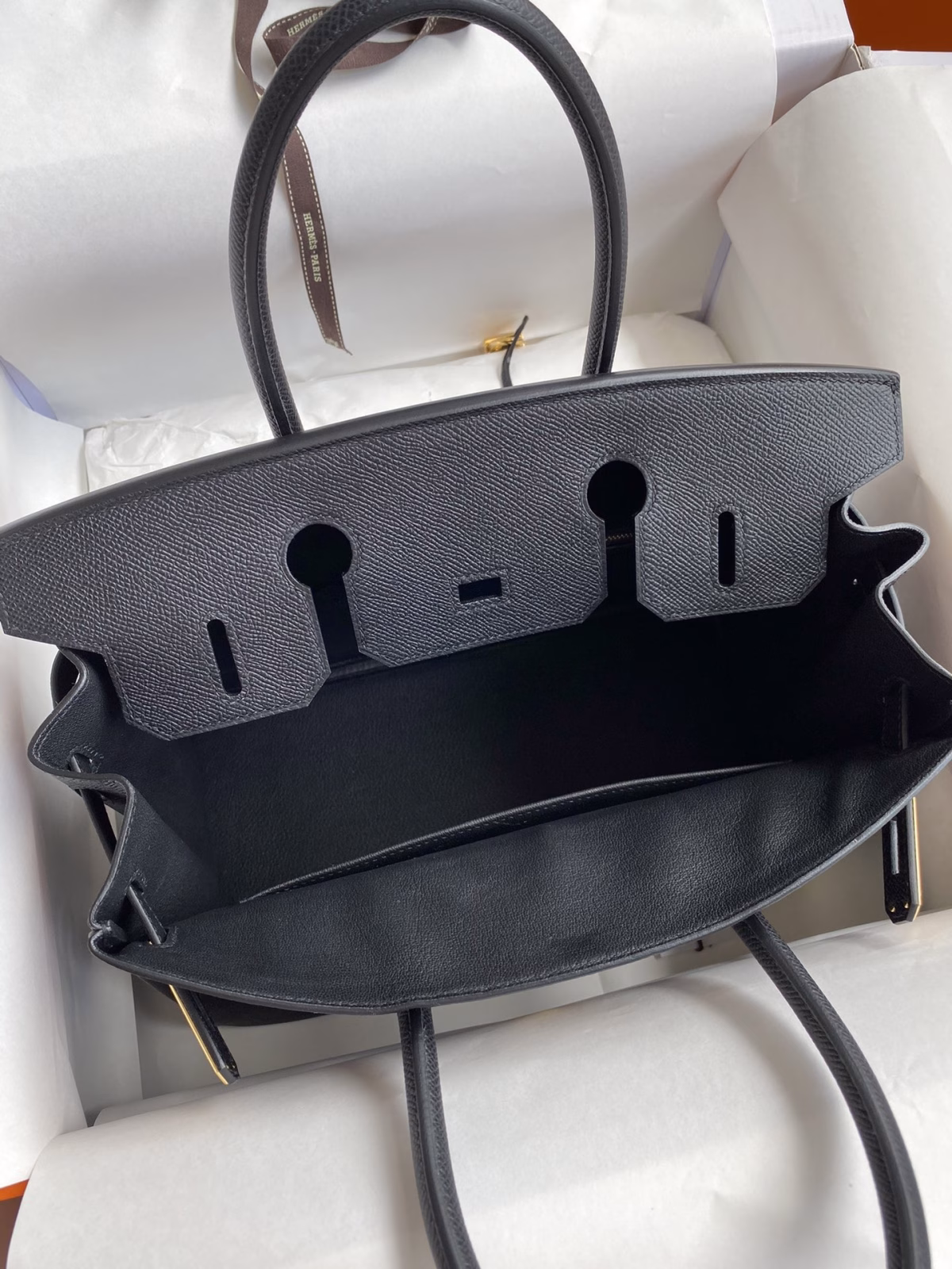 Hermes Birkin 30 Retourne Handmade Bag In Black Epsom Calfskin - Image 3