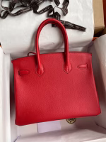 Hermes Birkin 30 Retourne Handmade Bag In Red Epsom Calfskin - Image 7