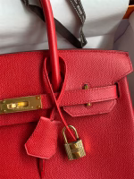 Hermes Birkin 30 Retourne Handmade Bag In Red Epsom Calfskin - Image 2