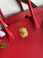 Hermes Birkin 30 Retourne Handmade Bag In Red Epsom Calfskin - Image 5