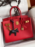 Hermes Birkin 30 Retourne Handmade Bag In Red Epsom Calfskin - Image 6