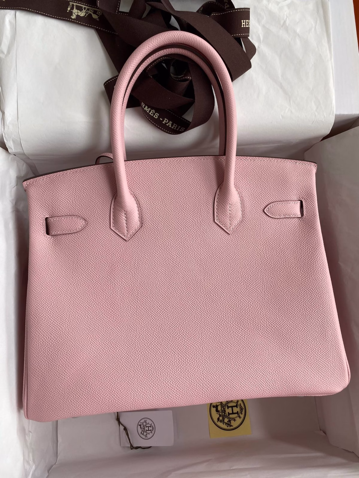 Hermes Birkin 30 Retourne Handmade Bag In Rose Sakura Epsom Calfskin - Image 6