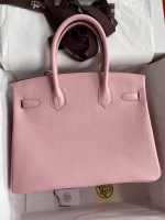 Hermes Birkin 30 Retourne Handmade Bag In Rose Sakura Epsom Calfskin - Image 6