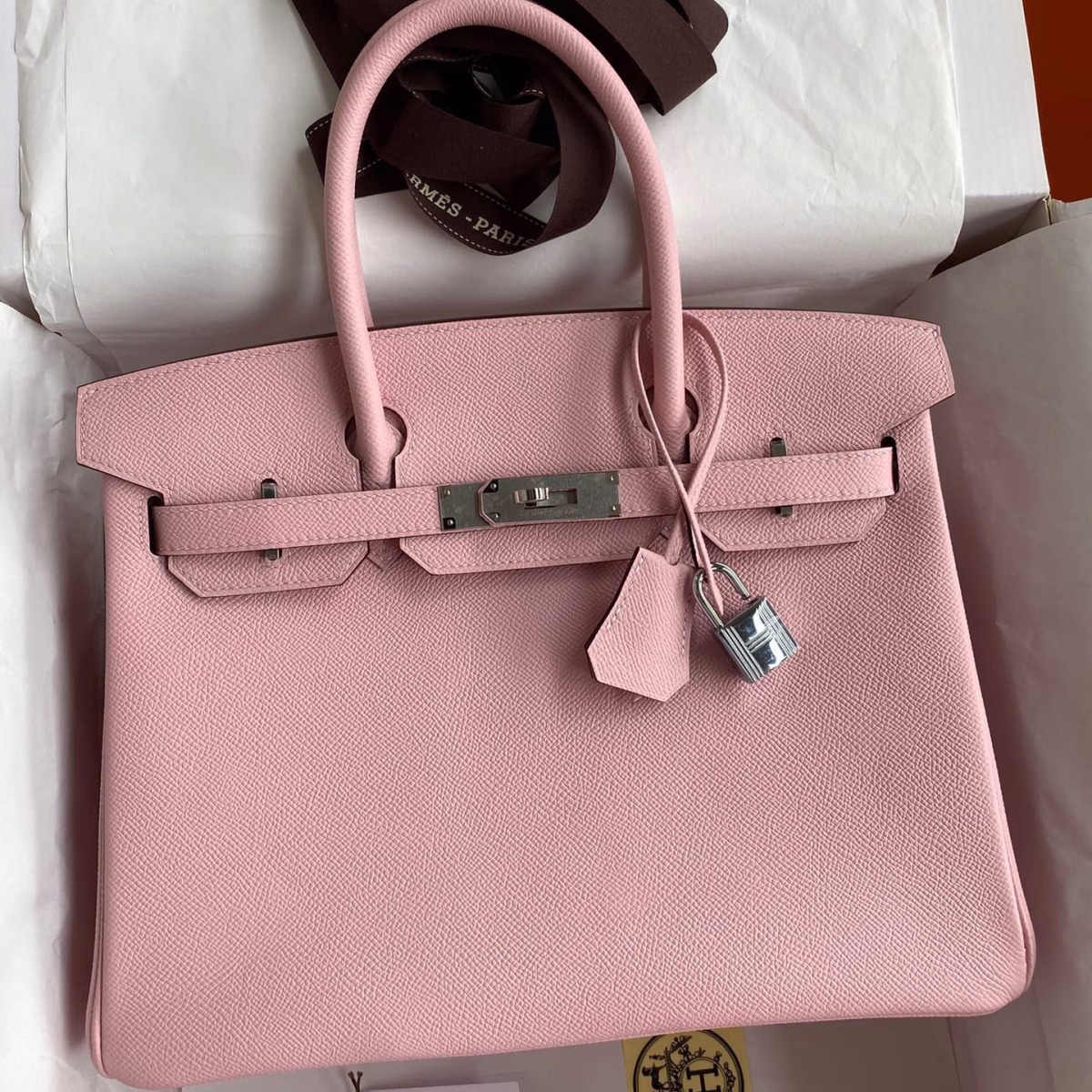 Hermes Birkin 30 Retourne Handmade Bag In Rose Sakura Epsom Calfskin - Image 1