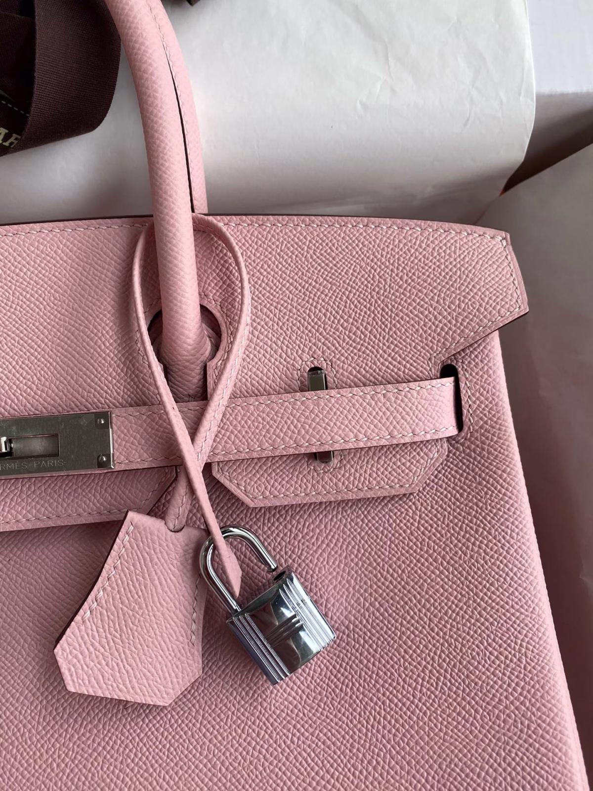 Hermes Birkin 30 Retourne Handmade Bag In Rose Sakura Epsom Calfskin - Image 7