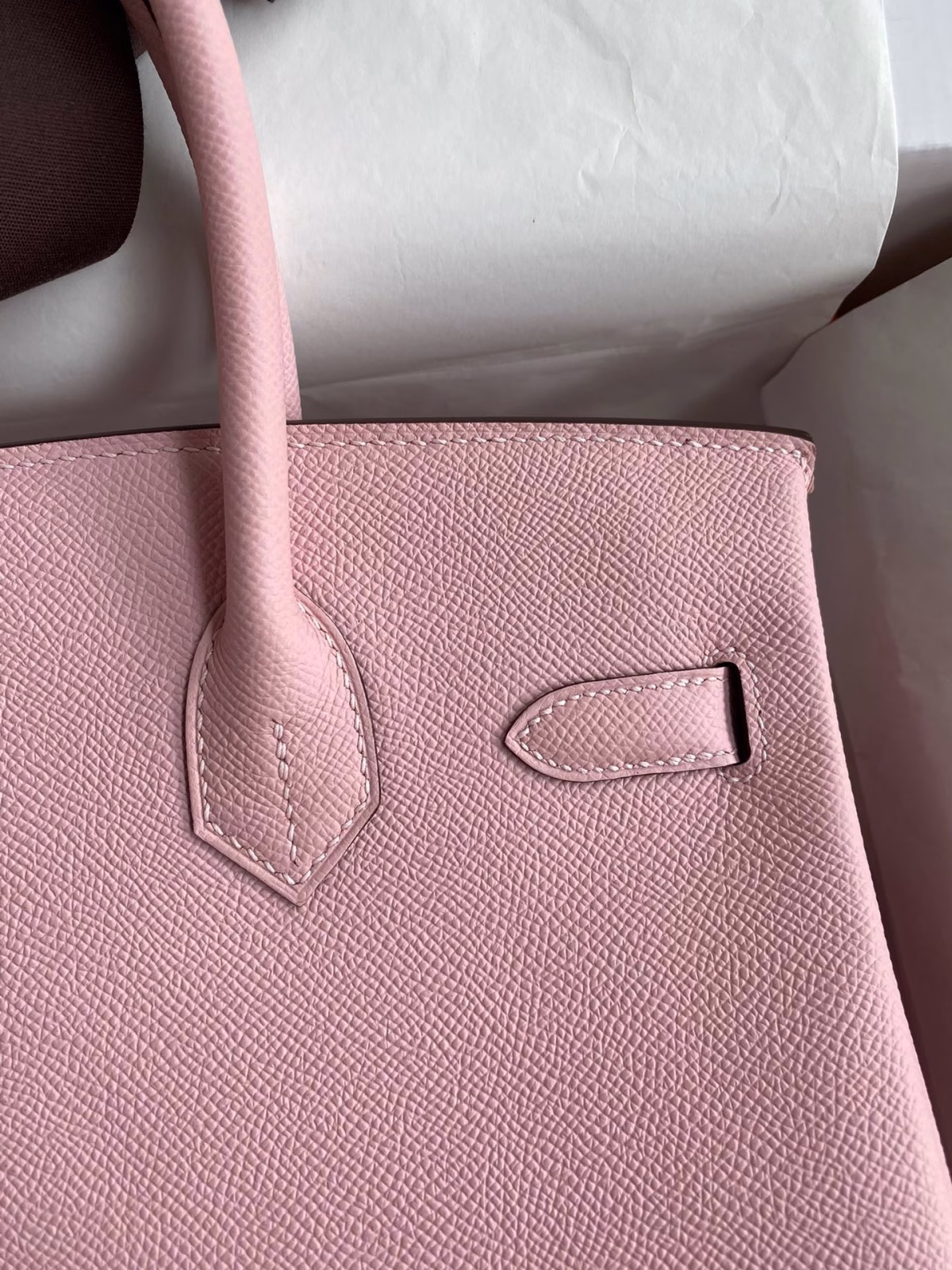 Hermes Birkin 30 Retourne Handmade Bag In Rose Sakura Epsom Calfskin - Image 8