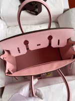 Hermes Birkin 30 Retourne Handmade Bag In Rose Sakura Epsom Calfskin - Image 3