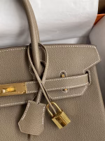 Hermes Birkin 30 Retourne Handmade Bag In Taupe Epsom Calfskin - Image 7