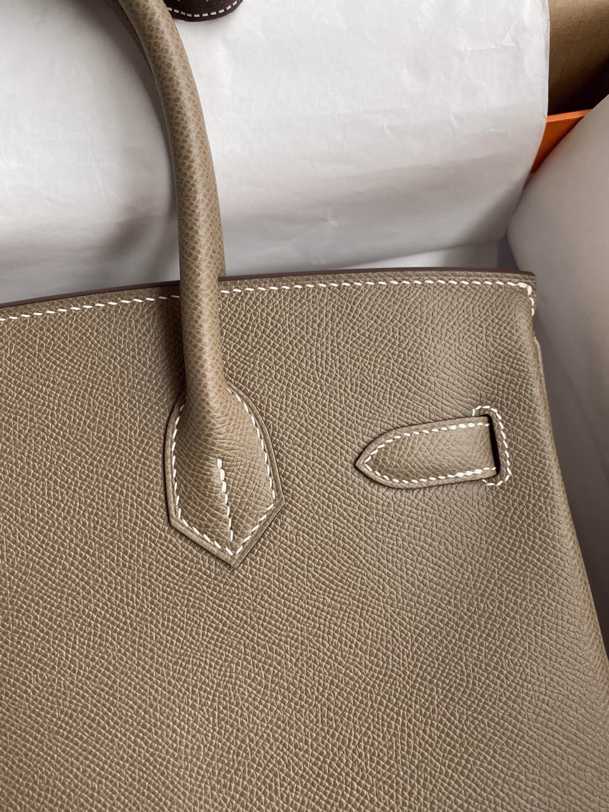 Hermes Birkin 30 Retourne Handmade Bag In Taupe Epsom Calfskin - Image 8